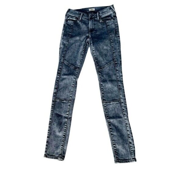 True Religion Women's Sz 25 Halle Moto Mid Rise Super Skinny Jeans Rebel Bleach - Picture 2 of 12